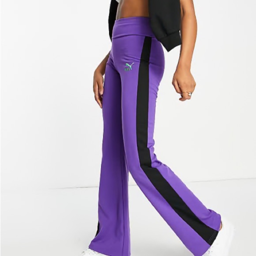 Puma Women's Violet Track Pants with Black Stripe